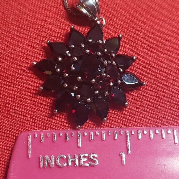 Mozambique Garnet Cluster Pendant in Sterling Silver - Picture 4 of 7